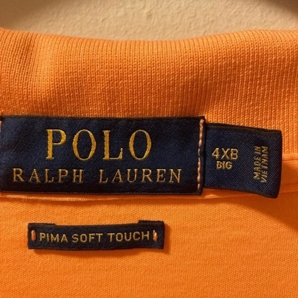 Polo Ralph Lauren Polo Shirt 4XB Orange‎ Pullover Short Sleeve Pima Soft Touch